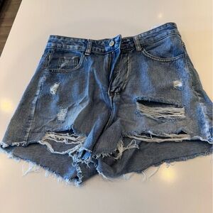 SHEIN Light Blue Ripped Jean Shorts